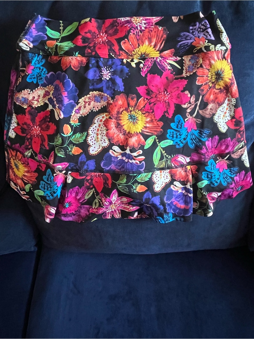 dona jo Floral Ruffle Skirt - Black with Bright Florals